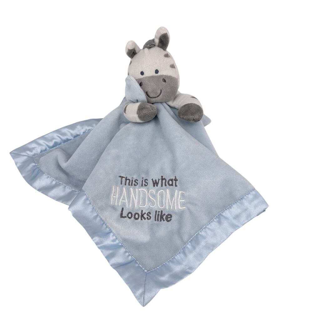 Carter's Giraffe Lovey Rattle Blue What Handsome Looks Like Satin Back 16 Inch